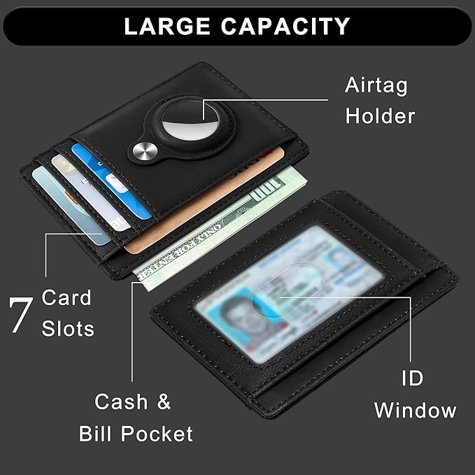 Hawanik Slim Minimalist Front Pocket Air Tag Wallet, RFID Blocking Card Holder Wallet with Airtag Holder