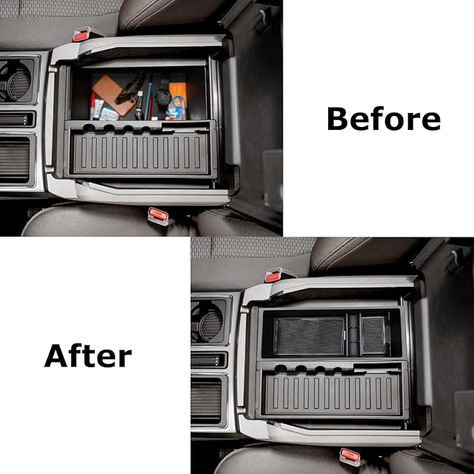 JOJOMARK Compatible with F150 2021 2022 2023 2024 2025, F150 Lightning 2022-2025 Accessories Center Console Tray Organizer Armrest Box Secondary Storage