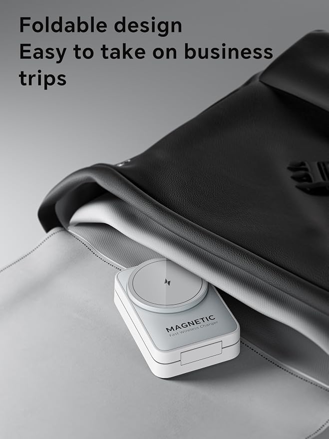 2026 Upgraded 3-in-1 Wireless Charger for iPhone,Travel Magnetic Charger Stand Nightlight Foldable Wireless Charging Station Compatible with Magsafe Charger&iPhone 17/16/15/14/13,Apple Watch&AirPods
