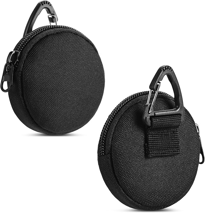 Coin Pouch for Men 2PCS Black, 1000D Nylon Small Zipper Change Purse with Triangle Buckle, Mini Portable Compact Pocket Coin Holder for Loose Change