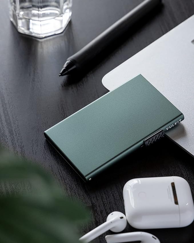VULKIT Minimalist Credit Card Holder Pop Up Cards RFID Protection Slim Metal Wallet