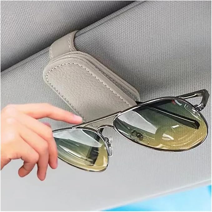 Car Glasses Cases for Sunglass Holder Car Visor Sunglasses Clip Magnetic Leather Glasses Black/1PCS (Grey)