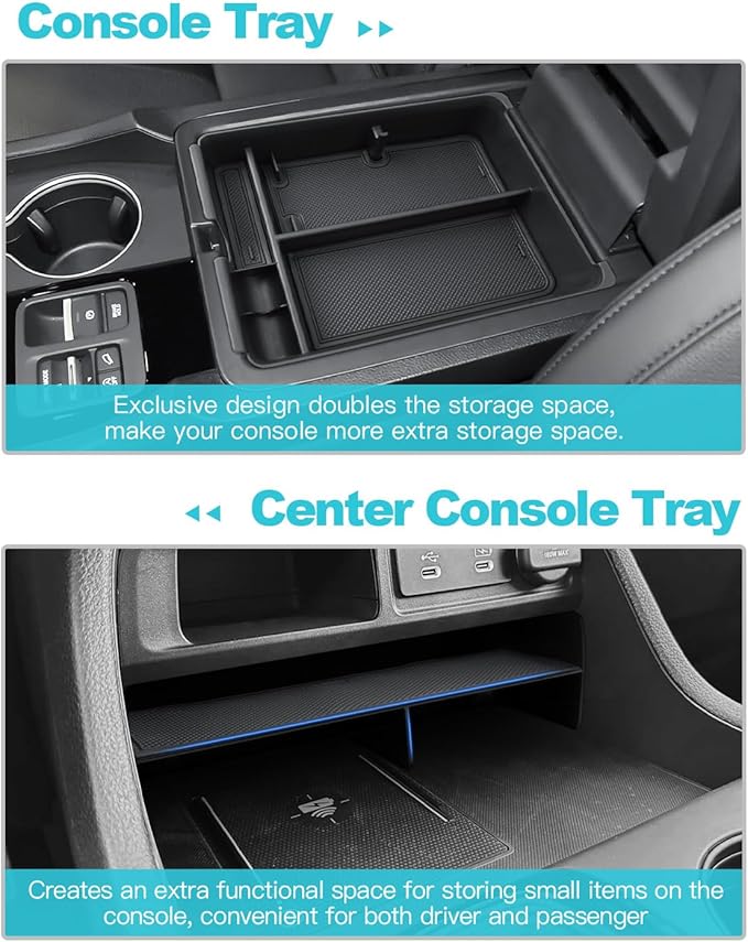 CDEFG 2Pcs for 2026 Honda Passport Center Console Organizer Tray, for 2026 Honda Passport (RTL/TrailSport Elite/TrailSport) Accessories Middle Console Armrest Storage Box