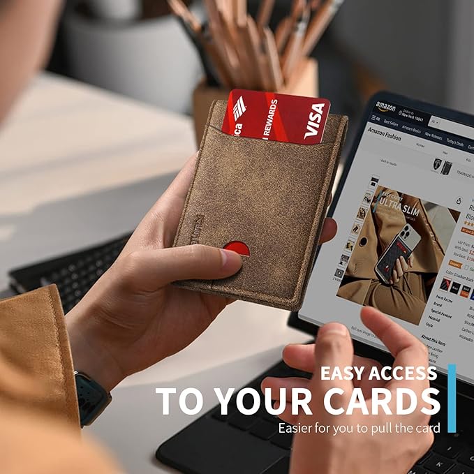 RUNBOX Wallet for Men Slim 11 Credit Card Holder Slots Leather RFID Blocking Small Thin Men's Wallet Bifold Minimalist Front Pocket Large Capacity Gift Box