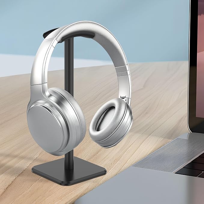 Headphone Stand, Detachable Headphone Holder, Universal Gaming Headset Holder, Space Saving Headset Stand for Desk, Headphone Holder Stand for Most Wired and Wireless Headphones (Black)