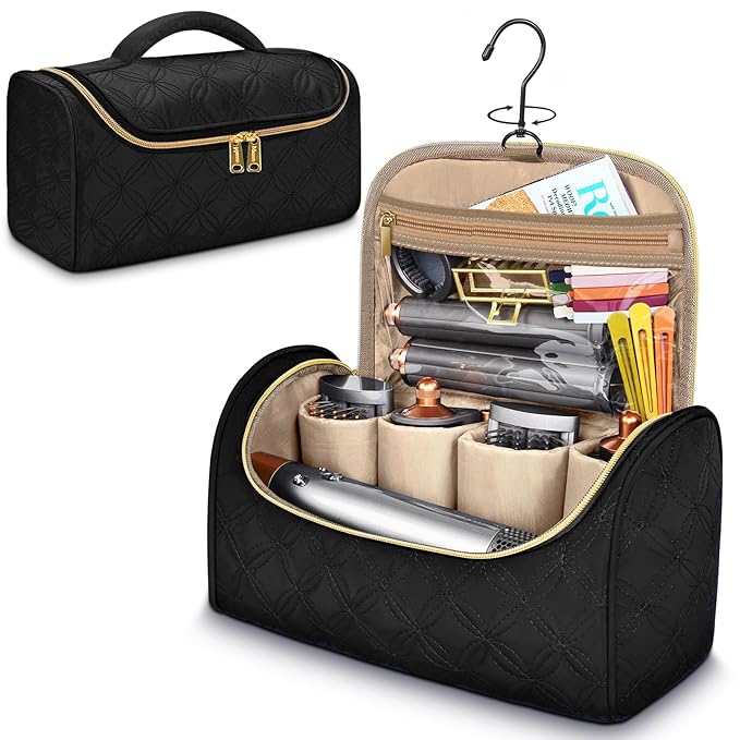 Mancro Travel Storage Case Organizer Compatible with Dyson Airwrap, Hair Dryer, 4 Curling Barrels, 2 Smoothing Brushes, Volumizing Brush, Lightweight Travel Carrying Case for Hair Curler Accessories