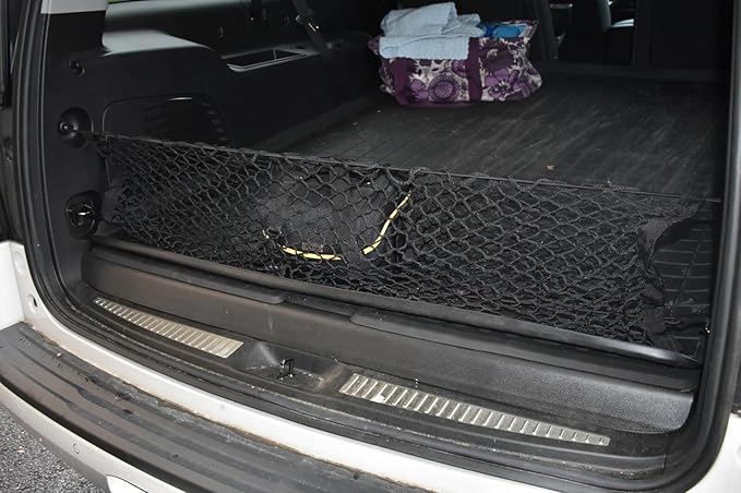 Rear Trunk Organizer Cargo Net for Chevrolet Tahoe 2015–2026 – Black Color Envelope Style Cargo Net for SUV – Premium Mesh Car Trunk Organizer Vehicle Carrier Storage – Compatible with Tahoe