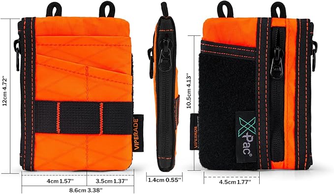 VIPERADE VE18-S Small EDC Pouch, Mini EDC Pocket Organizer for Men, EDC Pocket Organizer, 3 Slots with 2 Zipper Pockets Multitool Pouch