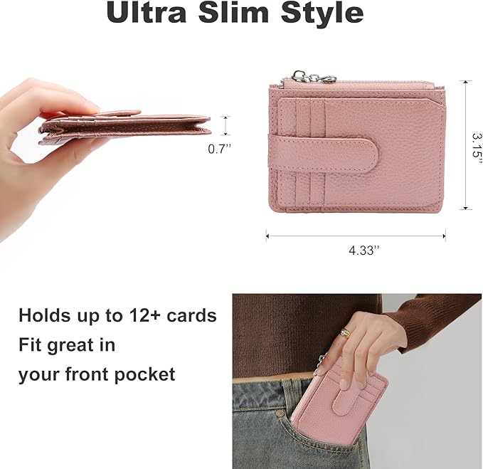 Slim Wallet for Women Genuine Leather Card Holder Thin Womens RFID Blocking Small Wallets