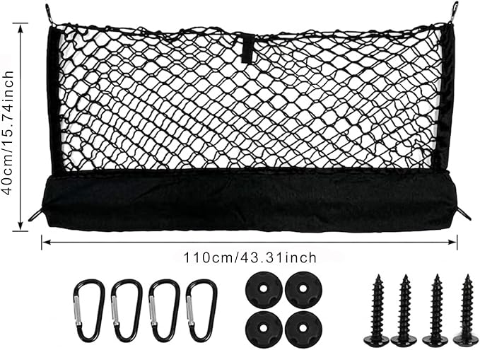 110x40CM Large Heavy-Duty Automotive Big Trunk Cargo Net | Elastic Trunk Storage Mesh Organizer Foldable Automotive Cargo Net Universal for SUV Truck Van Sedan