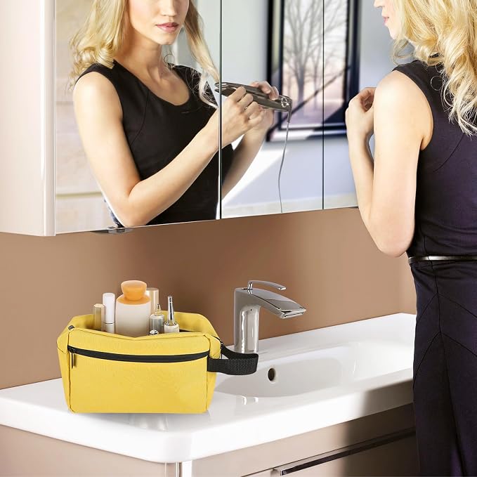 Icramsy Travel Toiletry bag Toiletry bag for women men Hanging Cosmetic bag Travel accessories for Women Men (Yellow)