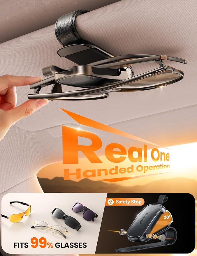 JOYROOM Sunglass Holder for Car Visor, Boyfriend Gifts & Car Organizer Magnetic Sunglasses Clip, 2 Pack (Black)