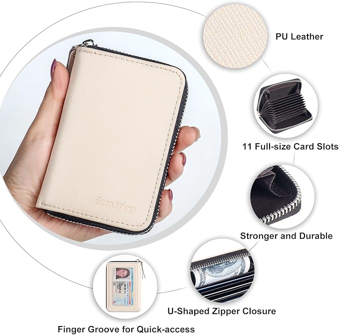 EcoVision Credit Card Holder RFID Card Case Wallet, Small Accordion Zipper Card Case Holder, Card Organizer Case for Women Men