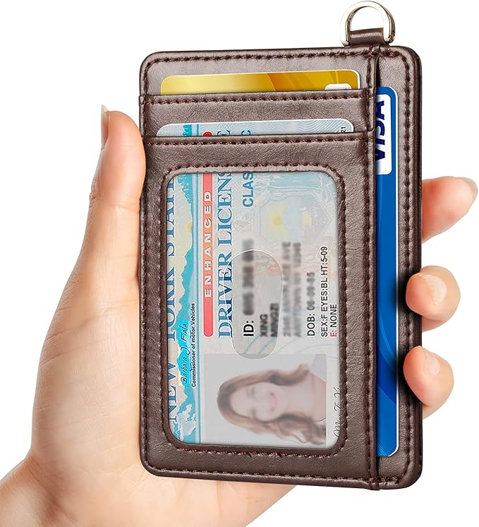 EcoVision Slim Minimalist Front Pocket Wallet, RFID Blocking Credit Card Holder Wallet with Detachable D-Shackle for Men Women