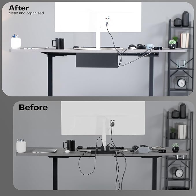 VIVO Under Desk 17 inch Extra Deep Cable Management Tray, Power Strip Holder, Cord Organizer, Wire Tamer for Office and Home, Black, DESK-AC16-1C