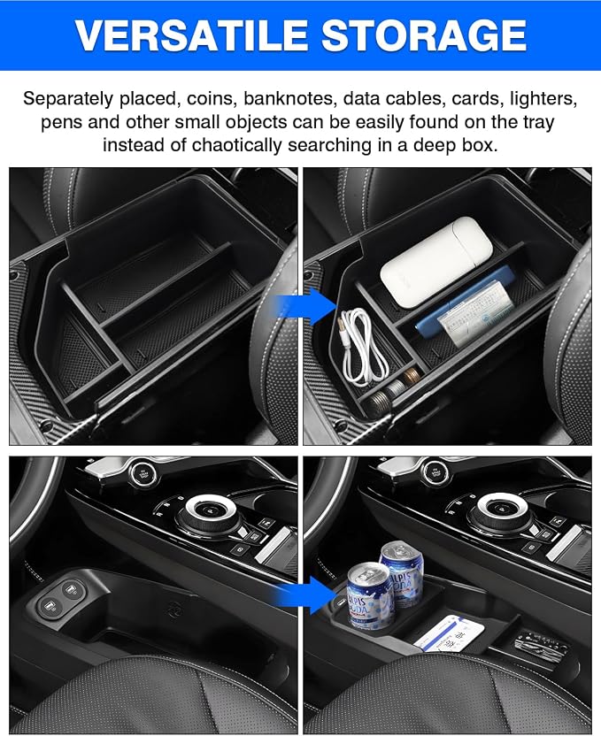Autorder 2PCS Center Console Organizer for Kia EV6 2022 2023 2024 2025 2026 Accessories Armrest Storage Box Secondary Insert Tray Center Console Bottom Organizer
