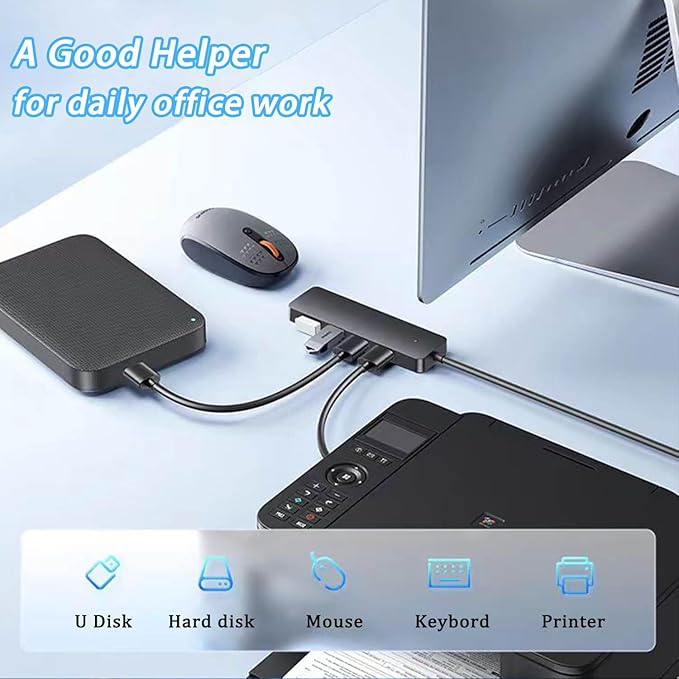 VIENON USB C Hub with 4 USB 3.0 Female Ports, USB C Splitter USB Extender for C Port Laptop, iMac Pro, MacBook, iPad Pro, Dell, Acer, HP, ASUS, Printer, Camera,Keyborad, Mouse etc-2ft
