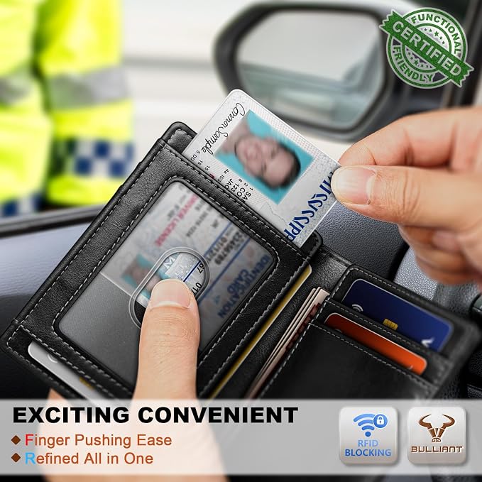 BULLIANT Slim Wallet For Men 12Cards,Magnetic Flip Build-in Money Clip Airtag Compatible-RFID Blocking