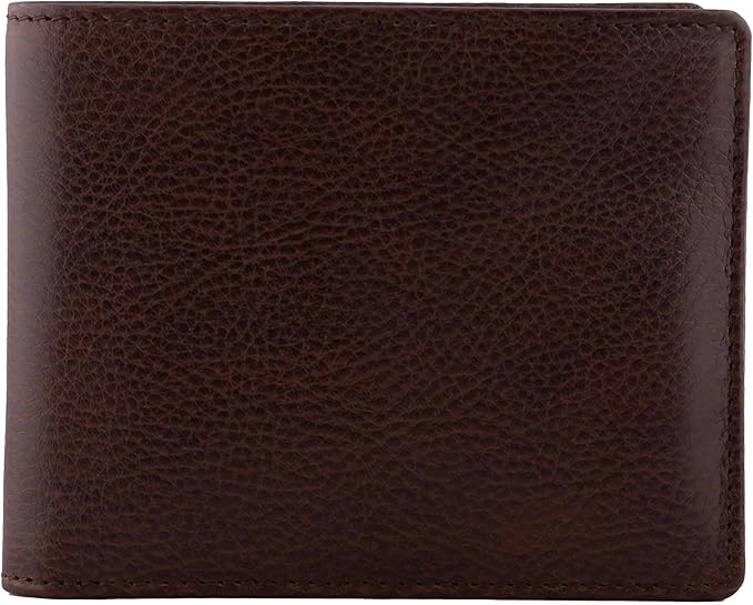 DiLoro Mens Wallet Full Grain Genuine Leather Slim Minimalist Front Pocket Bifold Soft Nappa RFID Protection Gemini Brown