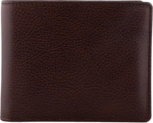 DiLoro Mens Wallet Full Grain Genuine Leather Slim Minimalist Front Pocket Bifold Soft Nappa RFID Protection Gemini Brown