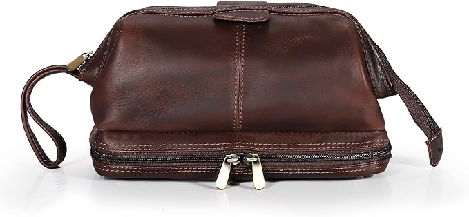 cuero Genuine Buffalo Leather Unisex Toiletry Bag Travel Leather Dopp Kit Made With High Class Buffalo Leather