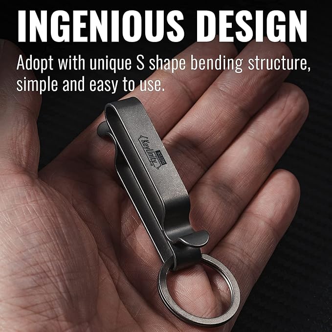 KeyUnity KM00 Titanium Belt Loop Keychain Clip Double Side Quick Release Key Holder with Detachable Key Ring