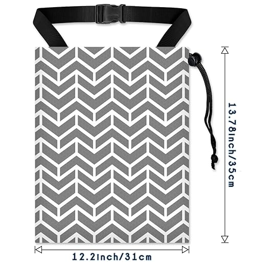 Car Trash Bag Hanging Back of Seat with Adjustable Snap Buckle Strap Cute Printed Drawstring Garbage Bags for Car-Grey White