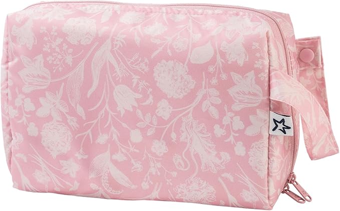 Tiny Twinkle Waterproof Travel Toiletry & Makeup Bag Organizer | Makeup Pouch with Multiple Compartments & Snap Handle for Travel | Gift for Teen Girls and Women (Toile)