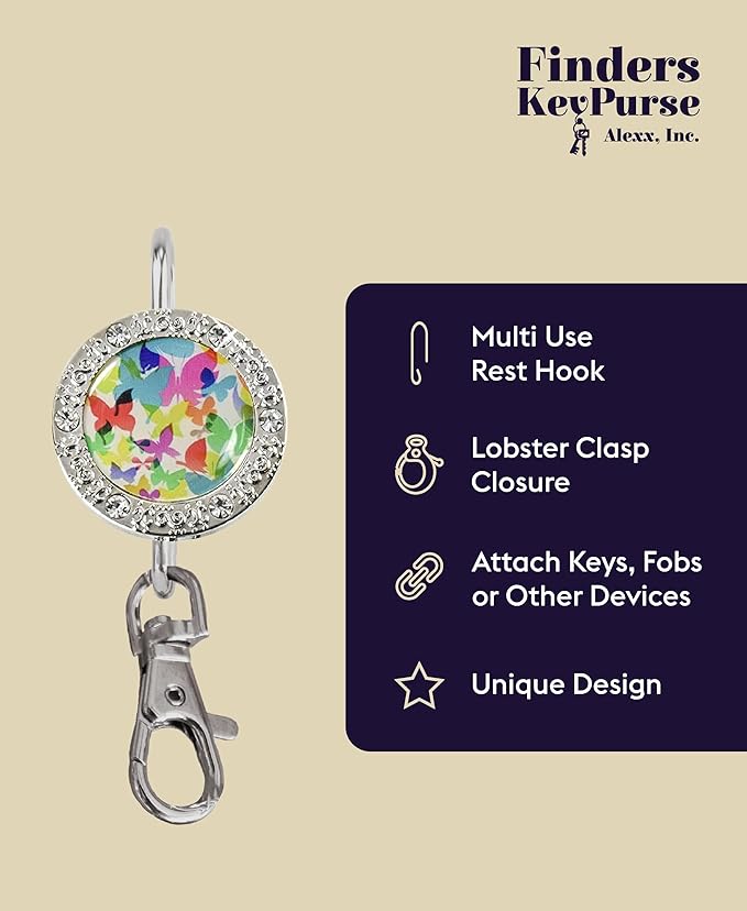 Women’s Bag Charm Key Finder, Car Keychain Hook, Cute Purse Organizer & Tote Bag Accessories, Gifts for Mom - Bling