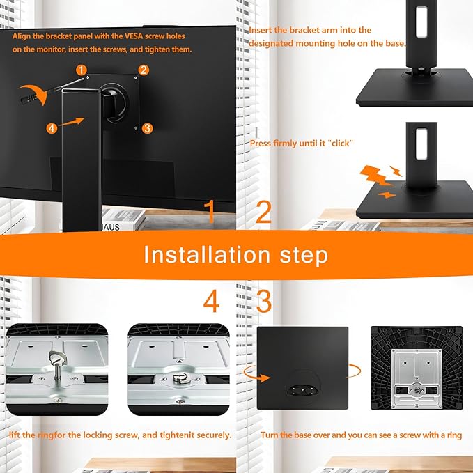 2026 Version Ergonomic VESA Monitor Stand, 150mm Spring Height adjustment, Tool-Free Base, Swivel, Tilt & Rotation, for 15??2" Monitors, 5.07??.95 lb, 100x100mm Vesa Mount (5.07~5.95LB)
