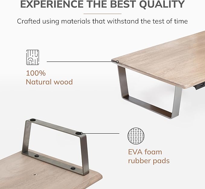 Anji Mountain Monitor Stand - Desktop Organizer & Laptop Riser, Ergonomic Monitor Riser, Space-Saving Monitor Stand for Desk, Durable Construction, Easy Assembly, Ideal for Home & Office,Biscotti
