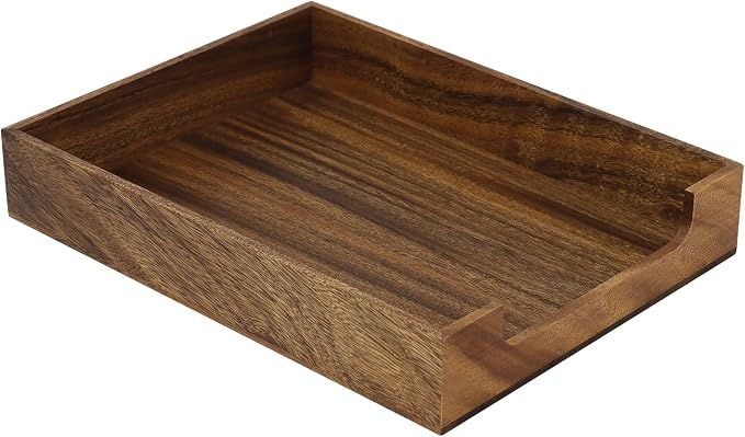 Buqoo Walnut Wood Desk Organizer Letter Tray