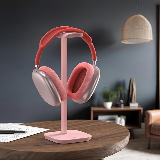 Headphone Stand, Desktop Headset Holder Desk Earphone Stand Aluminum Headset Hanger Headphone Rack Stand to Hold Earphones Such as Airpods Max, Sony, Beats, Bose, Razer, HyperX(Pink)