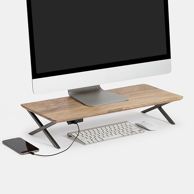 Anji Mountain Monitor Stand - Desktop Organizer & Laptop Riser, Ergonomic Monitor Riser, Space-Saving Monitor Stand for Desk, Durable Construction, Easy Assembly, Ideal for Home & Office,Natural