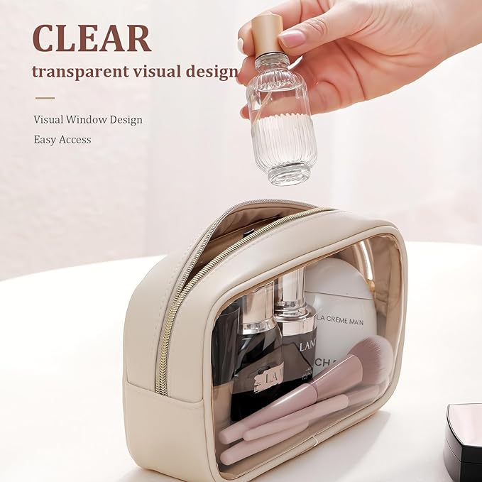YDR Clear Cosmetics Bag Small Makeup Case Transparent Travel Toiletry Bag with Zipper, Portable Cosmetic Organizer Car Pouch for Travel Essrntials