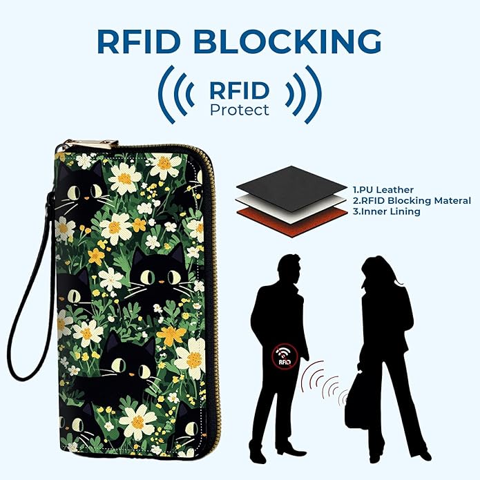 Wristlet Wallet for Women, RFID Blocking Phone Wallet, Large Capacity Zip Around Clutch, Fits iPhone 15 Pro Max, Travel Organizer Purse