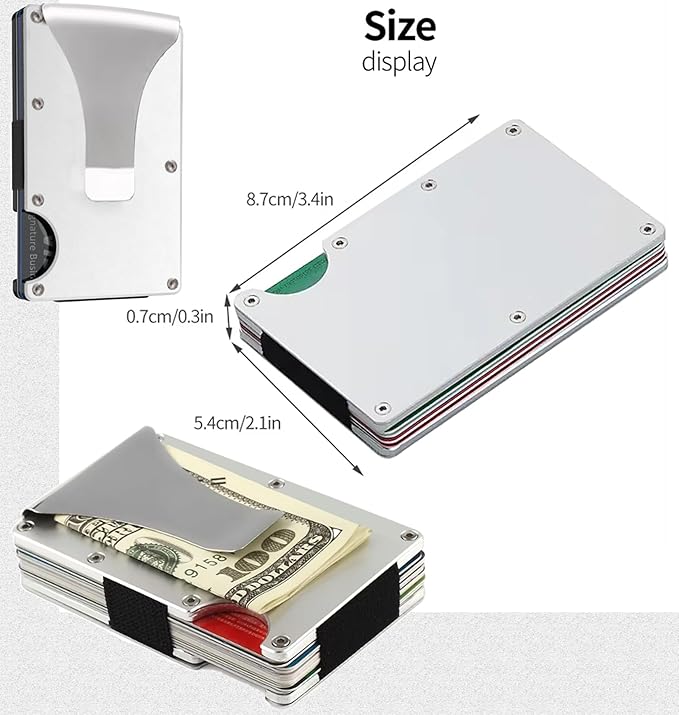 EDGE Metal Wallet for Men - Minimalist Slim Wallet - RFID Blocking Card Holder Money Clip, Smart Wallet - Aluminum Credit Card Holde Clip Silver