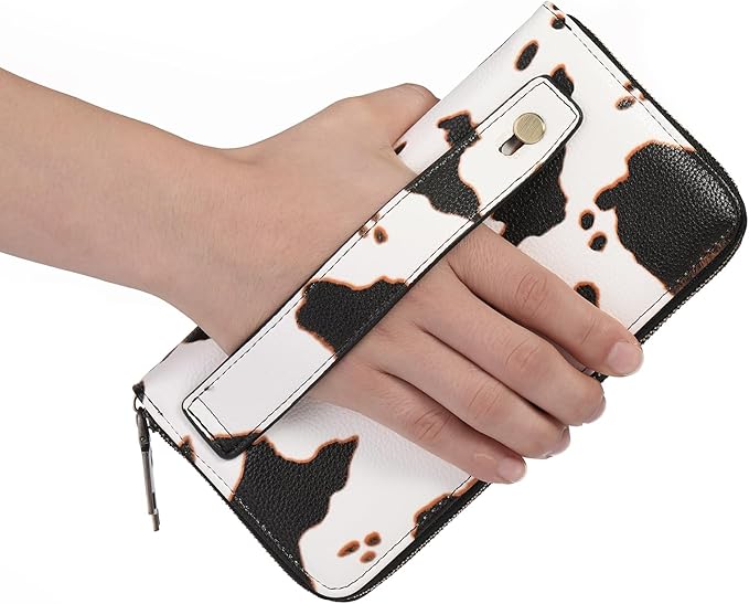 GAEKEAO Wallet for Women Clutch RFID Blocking Wristlet Leather Purse Large Capacity Credit Card Holder with Grip Hand Strap