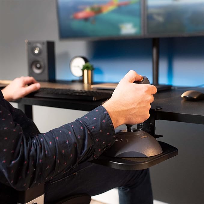 VIVO Clamp-on Wooden Mouse Pad Holder Platform, Adjustable Under Desk 360° Rotating Tray Rest Extension Attachment, up to 2 inch Desktops, Black, MOUNT-MS01B