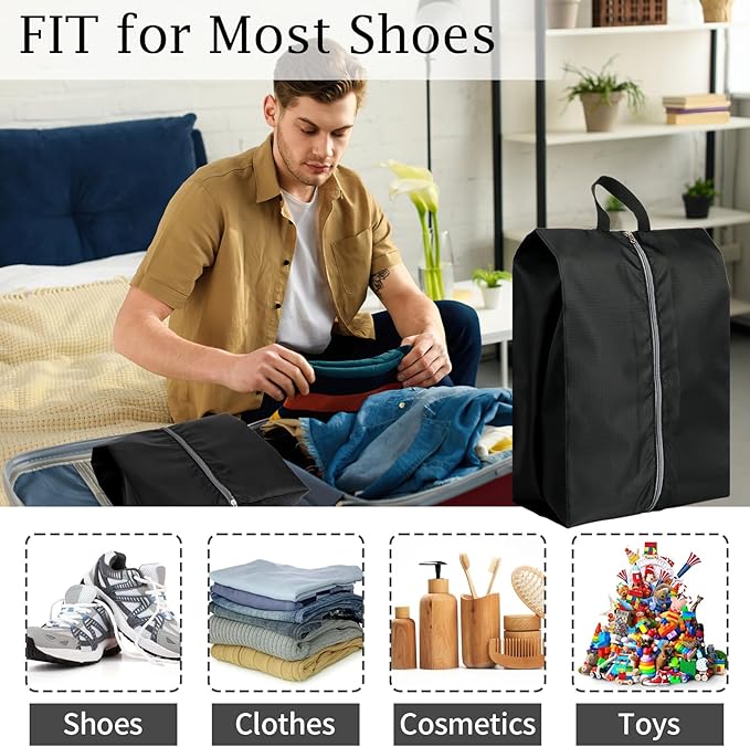 Shoe Bags for Packing, Set of 4 Large Colorful Waterproof Portable Shoe Bags with Zipper - Travel Essentials for Women and Men