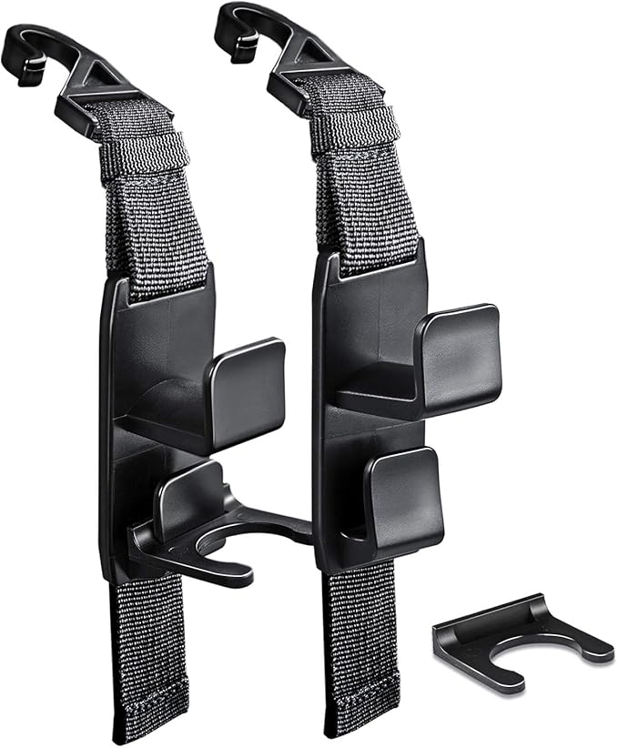 Adjustable Headrest Hooks for Car, Purse Hanger Headrest Hook Holder for Car Seat Organizer Hook for Purse or Grocery Bags,2 Pack, Black