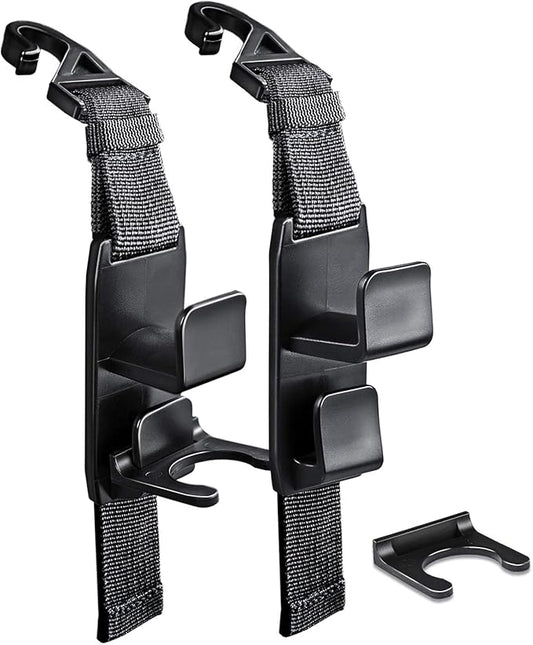 Adjustable Headrest Hooks for Car, Purse Hanger Headrest Hook Holder for Car Seat Organizer Hook for Purse or Grocery Bags,2 Pack, Black
