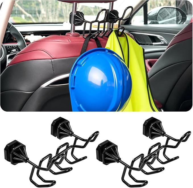 Five Hook Hard Hat Holder for Truck Seat Heavy Duty Metal Hard Hat Accessories Holder for Truck SUV Car Seat to Keep Helmet Safety (Five Hook, 2)