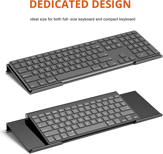 Richboom Computer Keyboard Stand Tilt PC Keyboard Stand Riser for Easy Ergonomic Typing, Acrylic Keyboard Tray Holder for Office Desk, Home, School, with Silicone Anti-Slip Case, Black