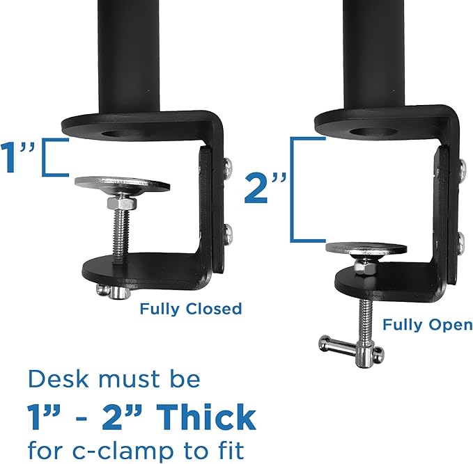 Mount-It! Single Monitor Desk Mount - Vertical Monitor Stand with Height Adjustable Telescoping Pole - Fits 19??4 Inch VESA Monitors - Tilt & Swivel - Heavy-Duty Desk Clamp