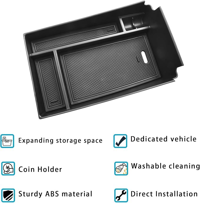 EDBETOS 2026 HRV Center Console Organizer Compatible with 2023 2024 2025 2026 Honda HR-V EX/EX-L/LX/SE/Sport/Touring ABS Plastic Armrest Box Insert Tray Secondary Storage Pallet Accessories, Black