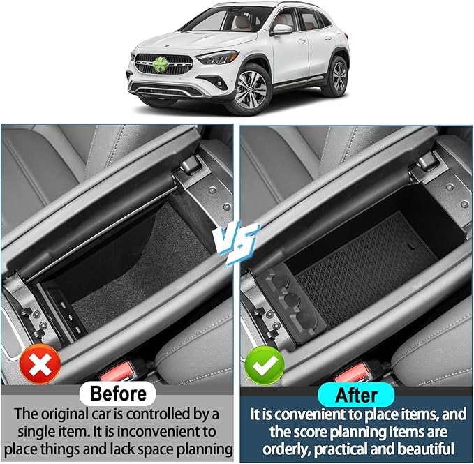 GLA250/GLA250 4MATIC/AMG GLA35/AMG GLA45/GLB 250 Center Console Organizer for GLA250 Mercedes Benz Accessories Armrest Console Glove Tray Compatible with 2020-2026 Mercedes Benz GLA H247 & GLB250