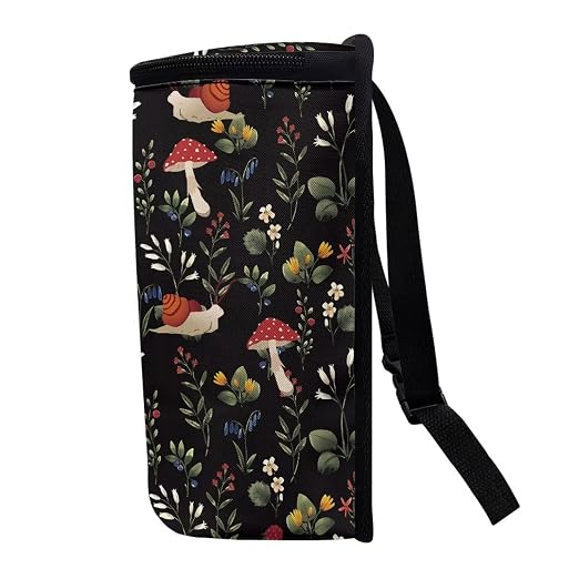 Talayituse Mushroom Snail Flower Print Car Trash Can with Lid, Leak Proof Auto Trash Bag Hanging Vehicle Garbage Can Multipurpose Storage Container for Back Seat Road Trip