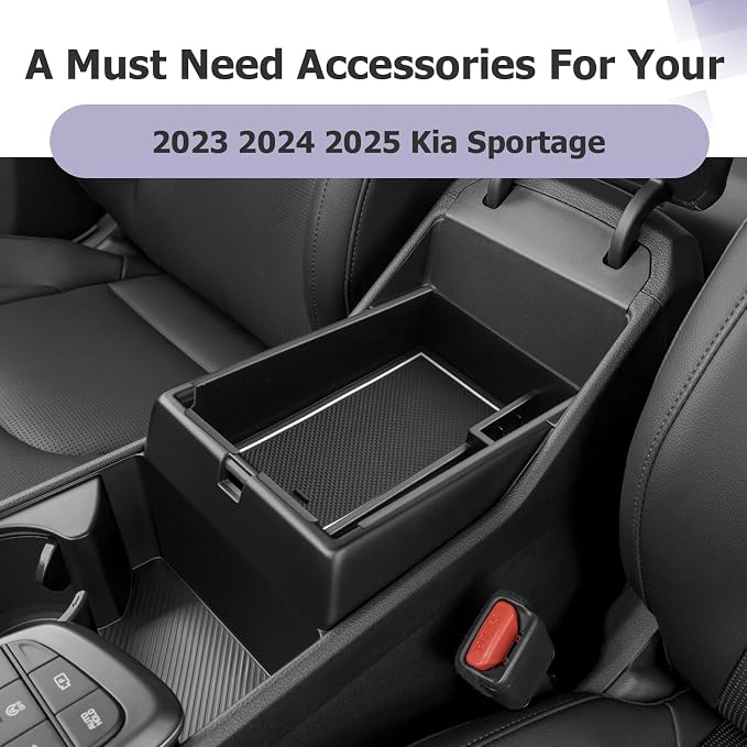 LUWU 2025 2026 S portage Center Console Organizer for 2023 2024 2025 2026 Kia S portage Accessories Armrest Console Storage Box Insert Tray [NOT for Manual Transmission] ABS Material White-trim