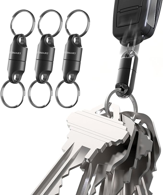 KeySmart MagConnect Magnetic Key Holder for Purse, Key Chains for Car Keys - Detachable Key Ring Quick Release Keychain